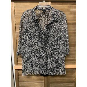 East 5th Blouse Business Casual Sheer Granny Boho Black Plus Size 2X Women